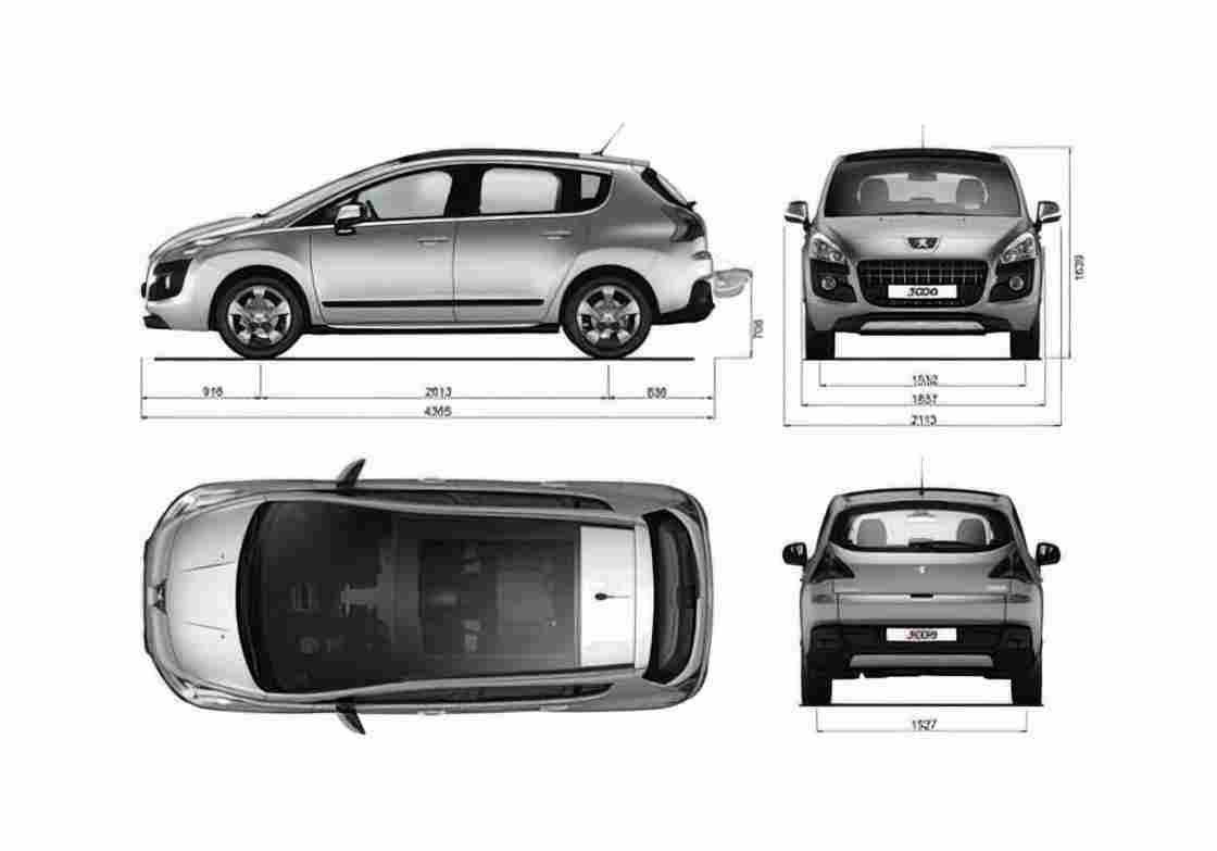 Blueprint Peugeot 3008 mpv Wagon 2009 A4 Photo Print