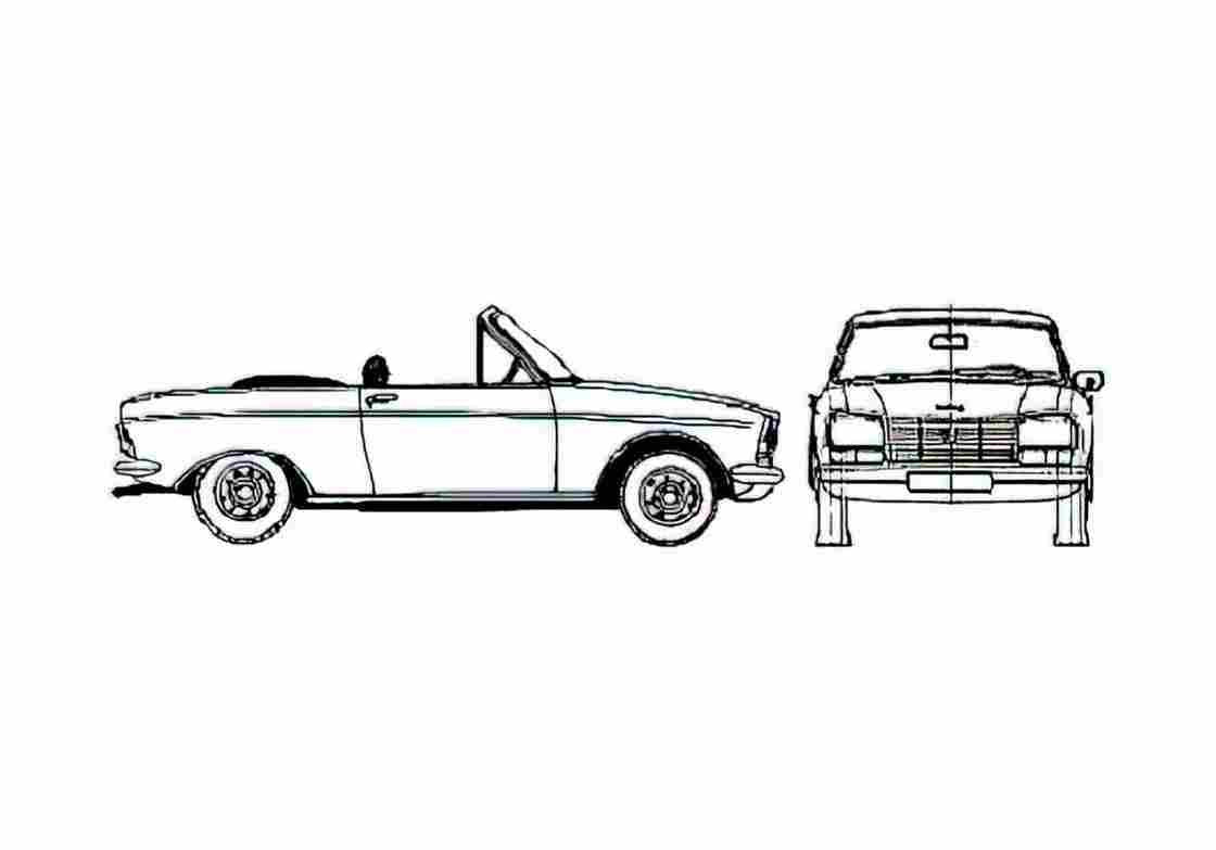Blueprint Peugeot 304 Cabriolet 1970 A4 Photo Print