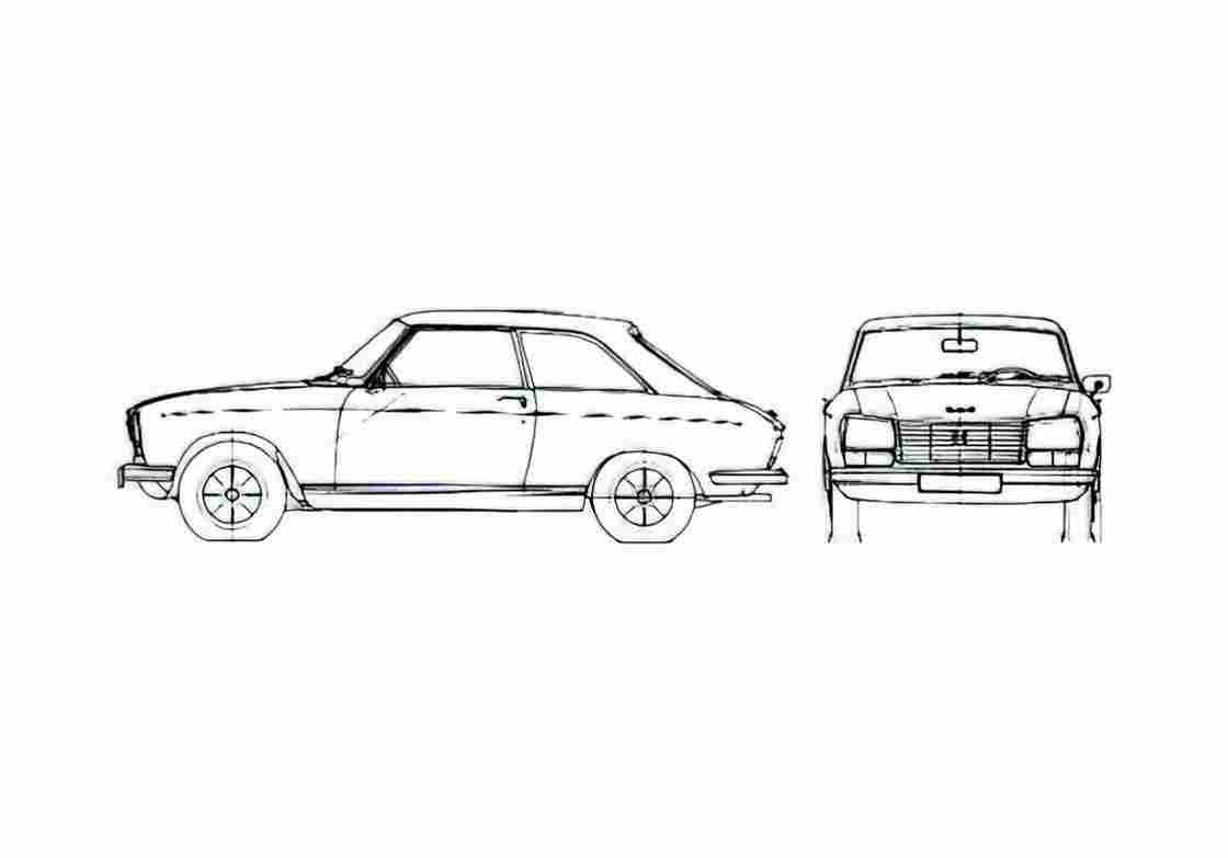 Blueprint Peugeot 304 Coupe 1970 A4 Photo Print