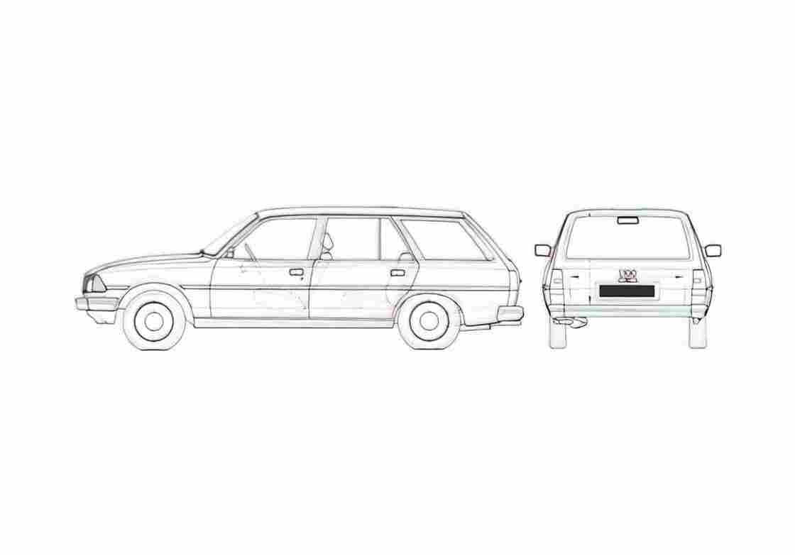 Blueprint Peugeot 305 Break Wagon 1983 A4 Photo Print
