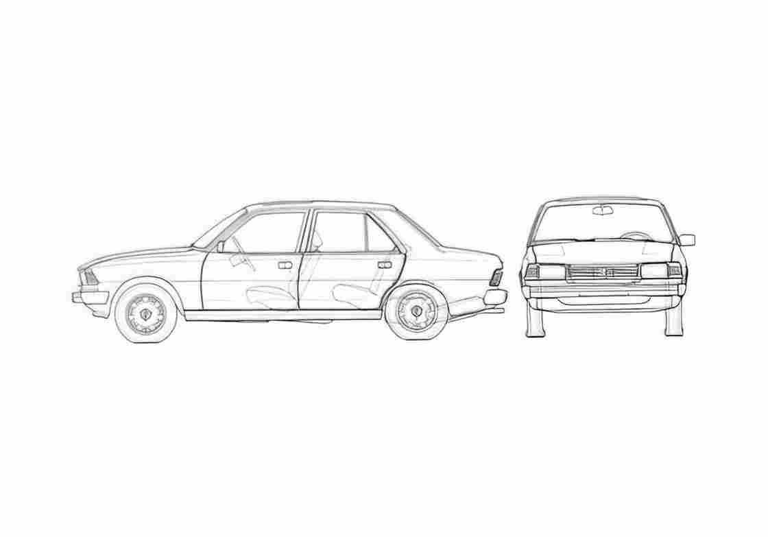Blueprint Peugeot 305 Sedan 1977 A4 Photo Print