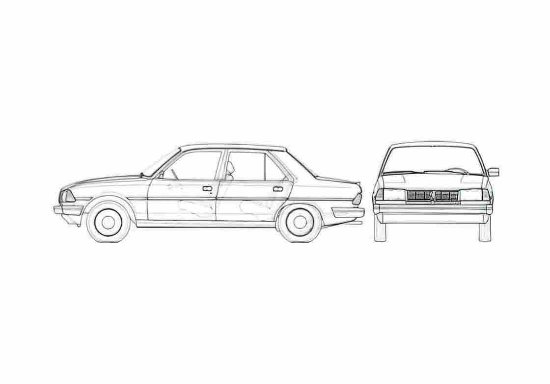 Blueprint Peugeot 305 Sedan 1983 A4 Photo Print