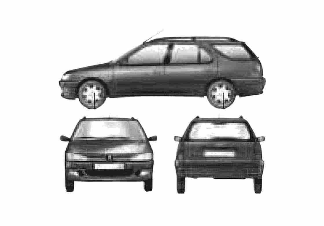 Blueprint Peugeot 306 Break Wagon 2001 A4 Photo Print