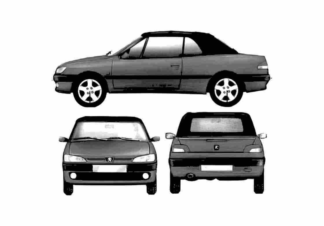 Blueprint Peugeot 306 Cabriolet 1998 A4 Photo Print