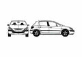 Blueprint Peugeot 307 5 door Hatchback 2001 A4 Photo Print