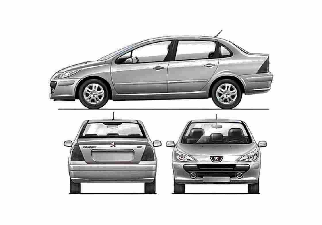 Blueprint Peugeot 307 Sedan 2007 A4 Photo Print