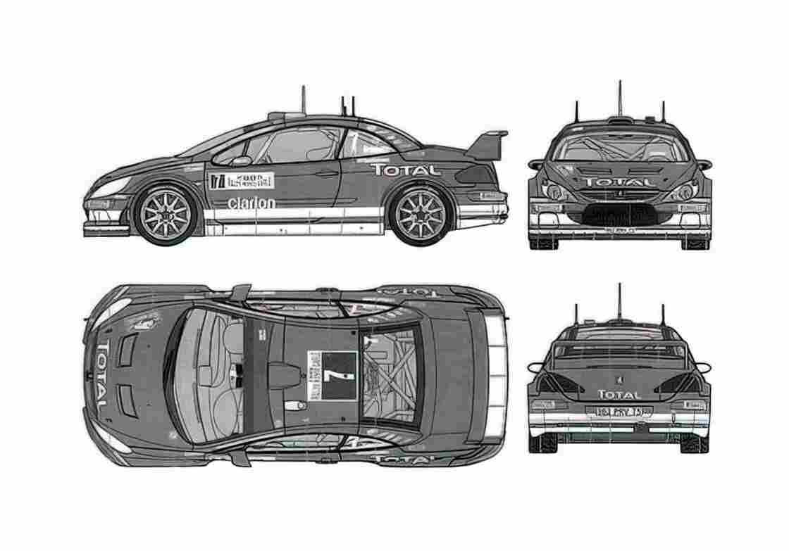 Blueprint Peugeot 307 WRC Monte Carlo Coupe 2007 A4 Photo Print
