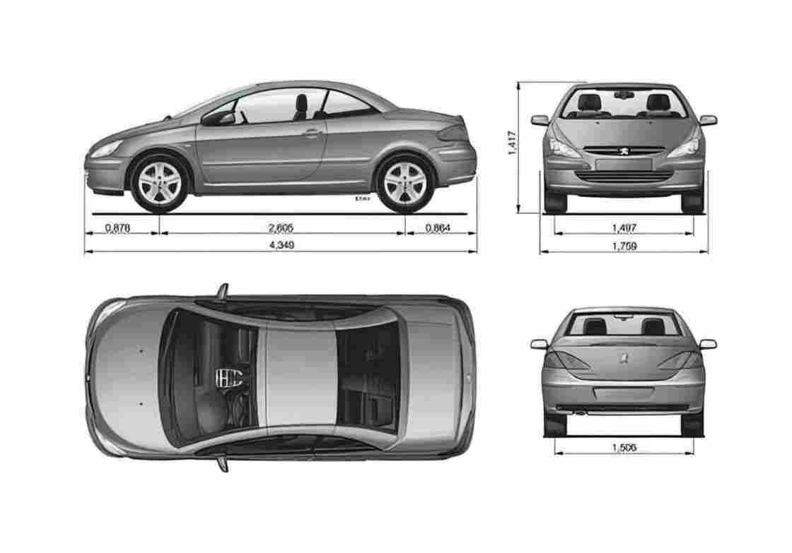 Blueprint Peugeot 307cc Coupe 2001 A4 Photo Print