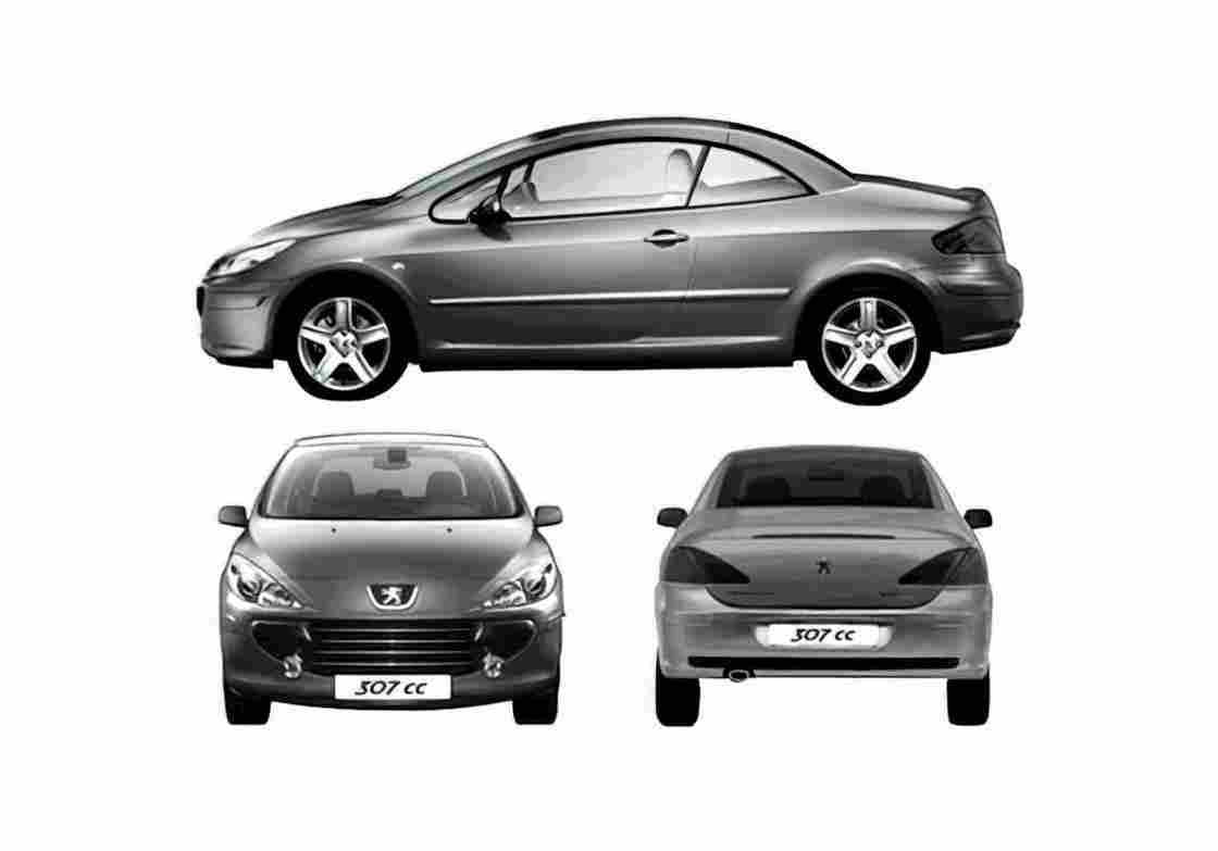 Blueprint Peugeot 307cc Coupe 2006 A4 Photo Print