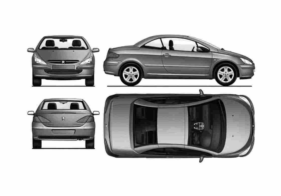 Blueprint Peugeot 307cc Coupe 2009 A4 Photo Print