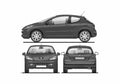 Blueprint Peugeot 308 3 door Hatchback 2010 A4 Photo Print