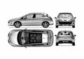 Blueprint Peugeot 308 5 door Hatchback 2009 A4 Photo Print