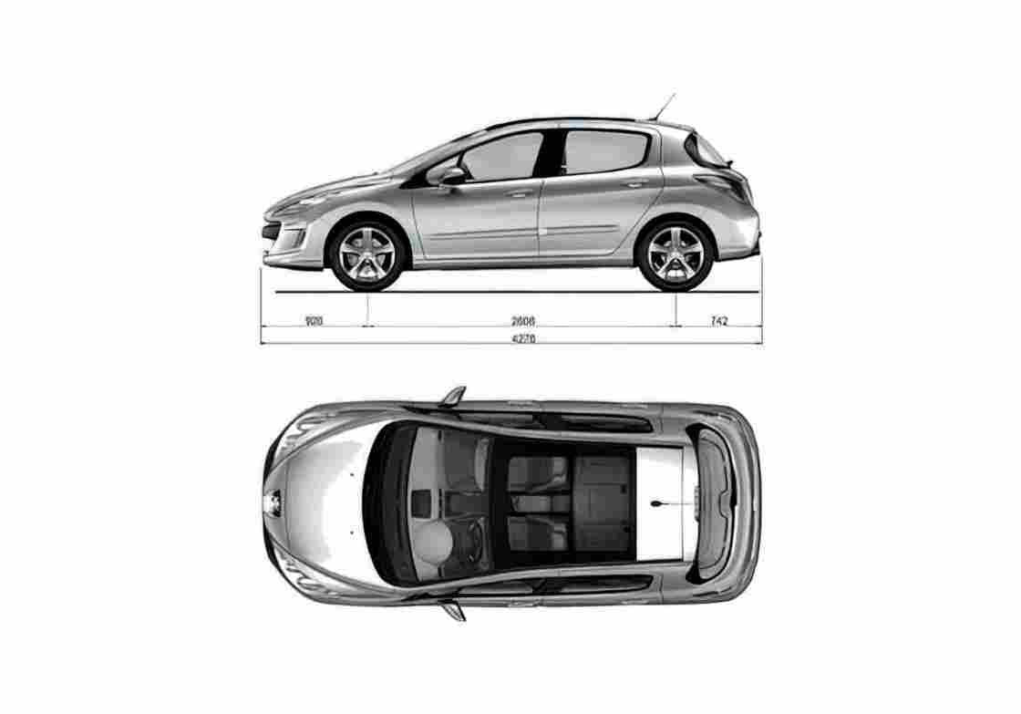 Blueprint Peugeot 308 Hatchback 2008 A4 Photo Print