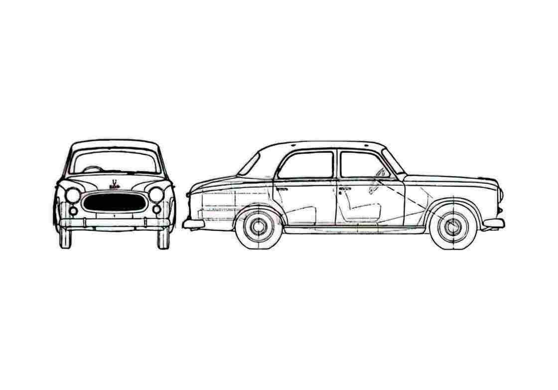 Blueprint Peugeot 403 Sedan 1939 A4 Photo Print