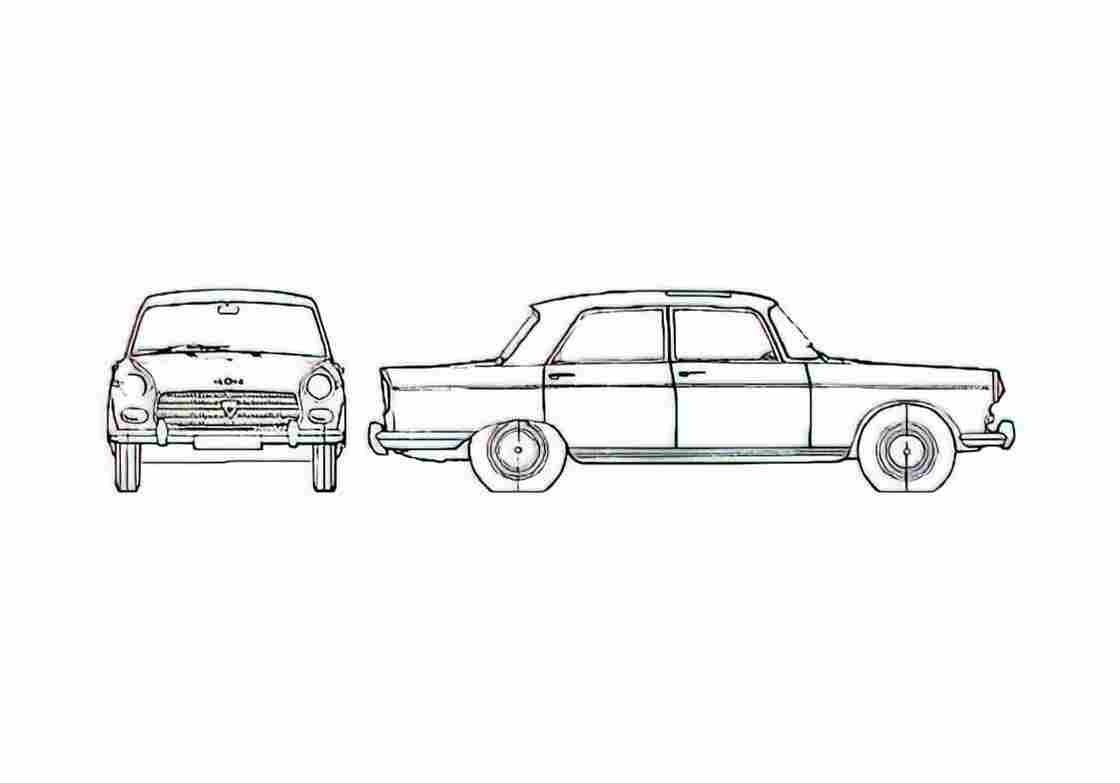 Blueprint Peugeot 404 Berline Sedan 1962 A4 Photo Print