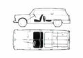 Blueprint Peugeot 404 Break Wagon 1963 A4 Photo Print