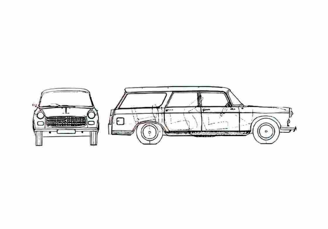 Blueprint Peugeot 404 Break Wagon 1969 A4 Photo Print