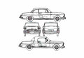 Blueprint Peugeot 404 Cabriolet 1963 A4 Photo Print