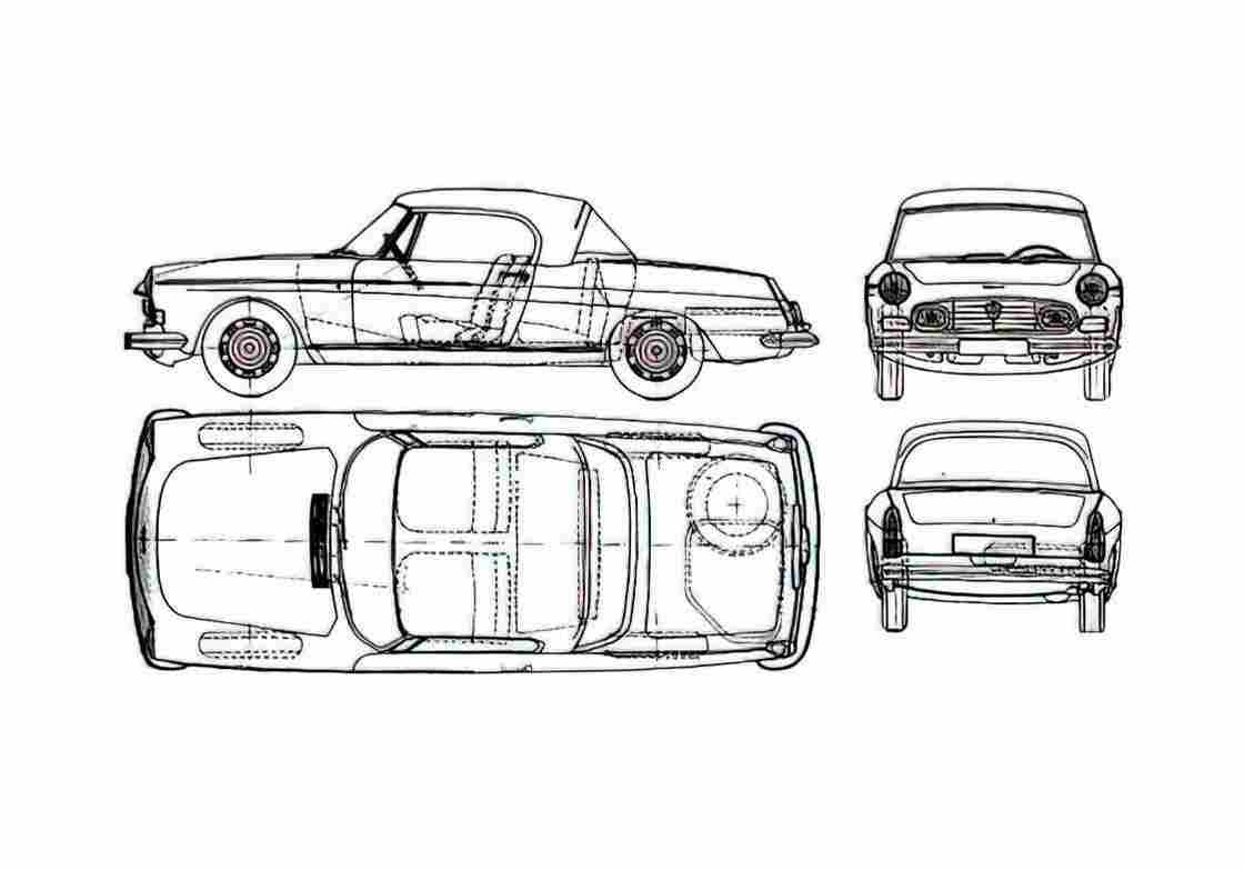 Blueprint Peugeot 404 Cabriolet 1970 A4 Photo Print