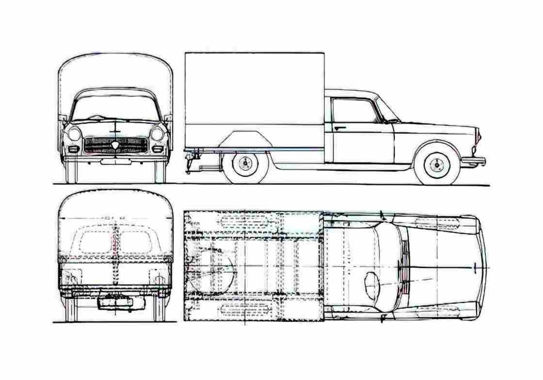 Blueprint Peugeot 404 Comercialle Van 1960 A4 Photo Print