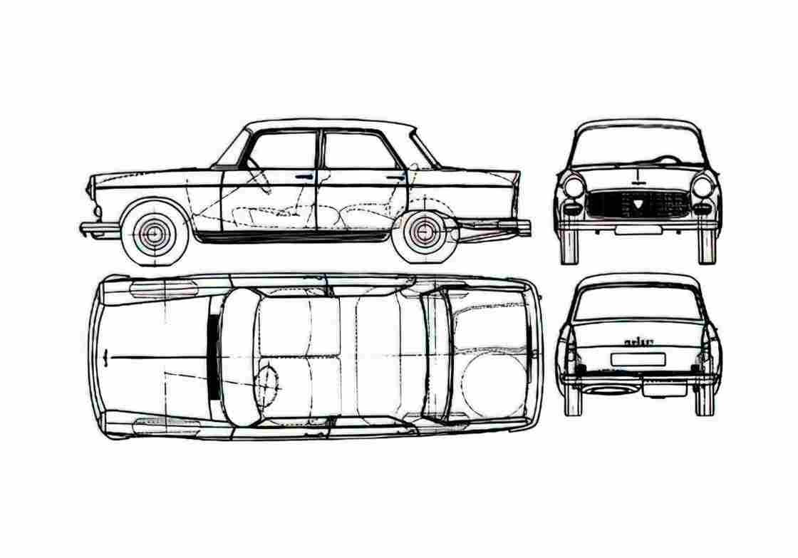 Blueprint Peugeot 404 Sedan 1939 A4 Photo Print