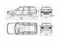 Blueprint Peugeot 405 Break Wagon 1963 A4 Photo Print