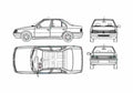 Blueprint Peugeot 405 Sedan 1987 A4 Photo Print