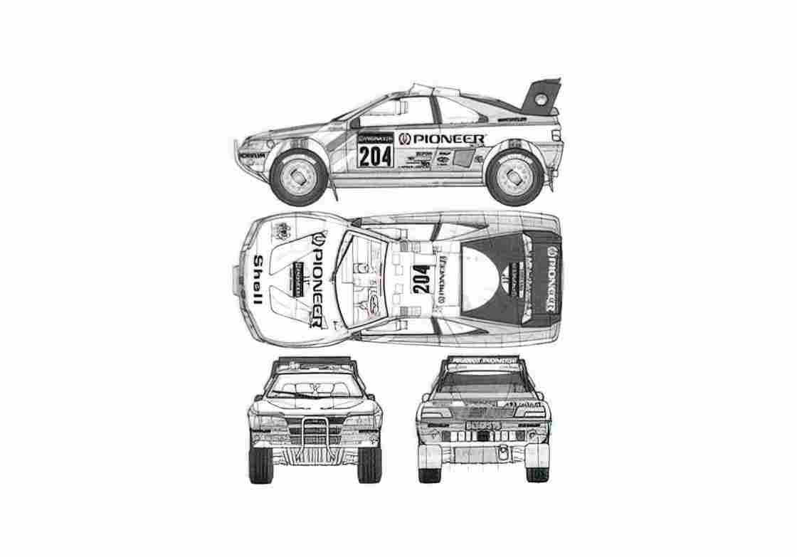 Blueprint Peugeot 405 T16GR Hatchback 1988 A4 Photo Print