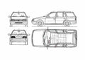 Blueprint Peugeot 405GR Break Wagon 1988 A4 Photo Print