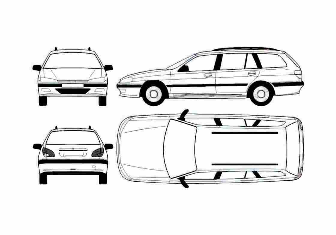 Blueprint Peugeot 406 Break Hatchback 1995 A4 Photo Print