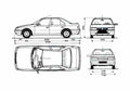 Blueprint Peugeot 406 Sedan 1995 A4 Photo Print