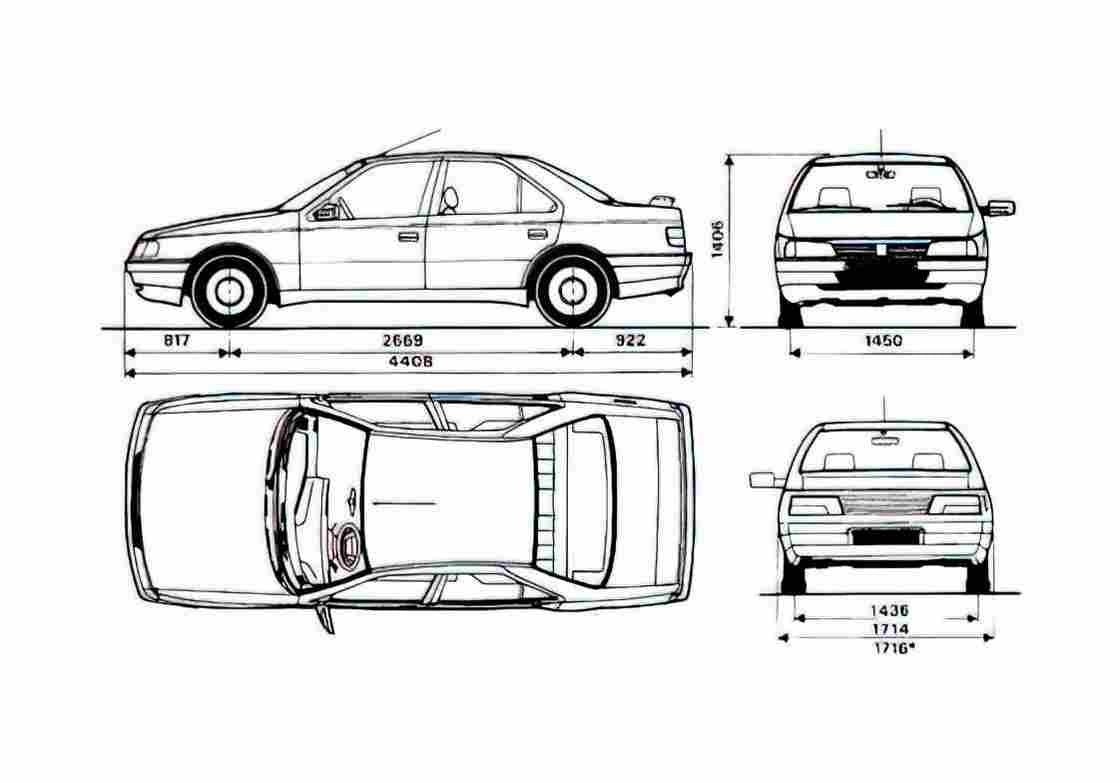 Blueprint Peugeot 406 Sedan 1995 A4 Photo Print