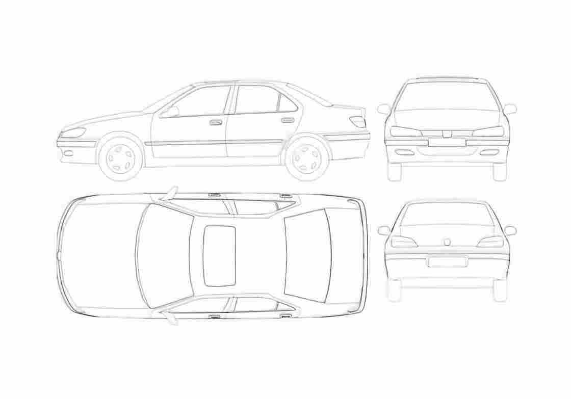 Blueprint Peugeot 406 Sedan 2000 A4 Photo Print