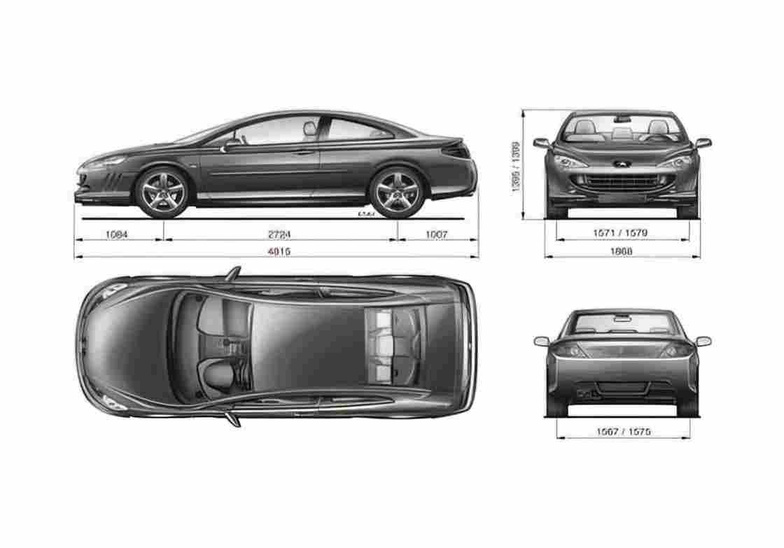 Blueprint Peugeot 407 Coupe 2004 A4 Photo Print