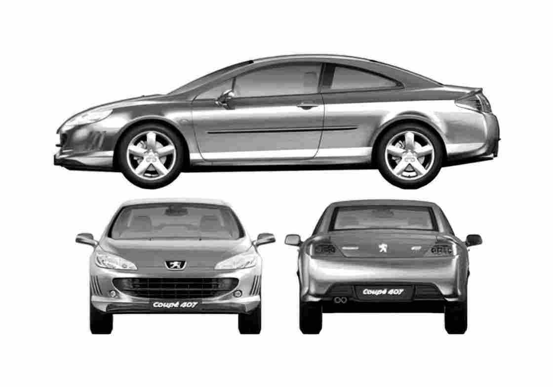 Blueprint Peugeot 407 Coupe 2006 A4 Photo Print