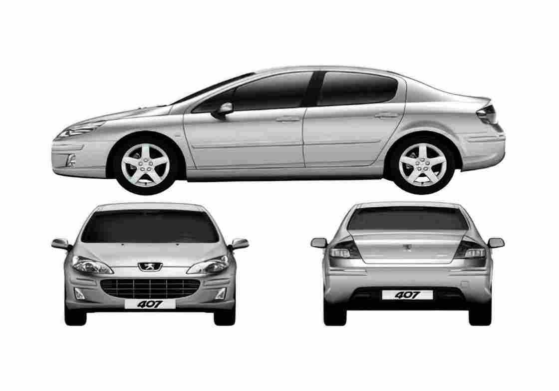 Blueprint Peugeot 407 Sedan 2009 A4 Photo Print