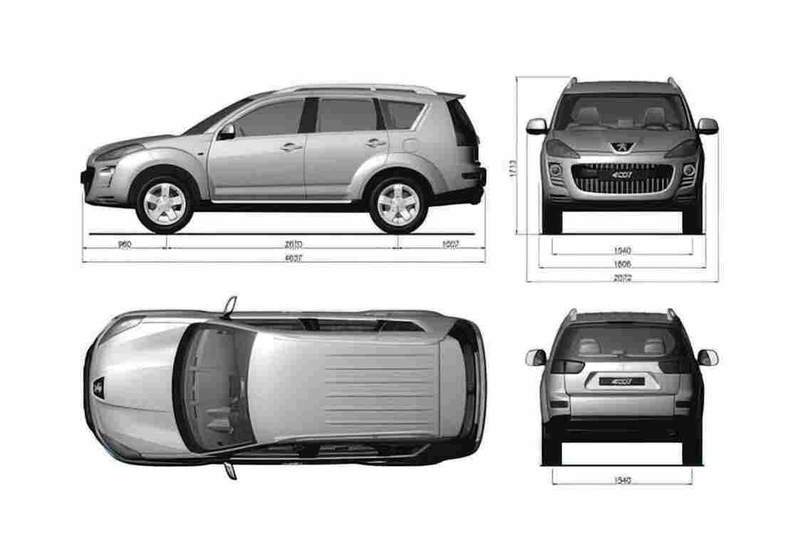 Blueprint Peugeot 407 Wagon 2004 A4 Photo Print