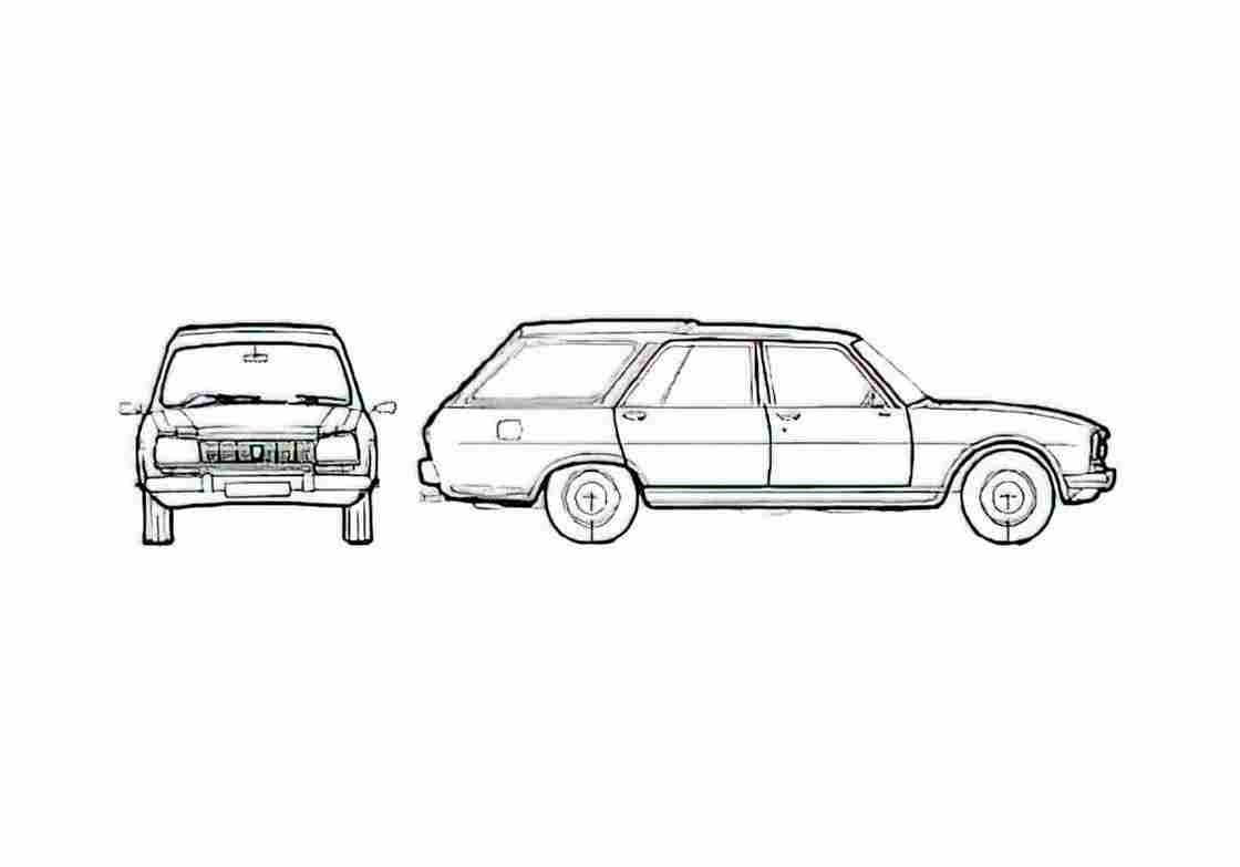Blueprint Peugeot 504 Break GL Wagon 1977 A4 Photo Print