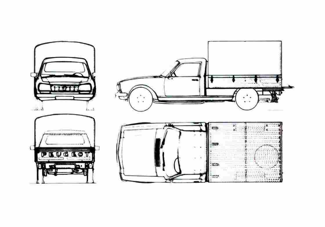 Blueprint Peugeot 504 Cammionette Pick up 1968 A4 Photo Print