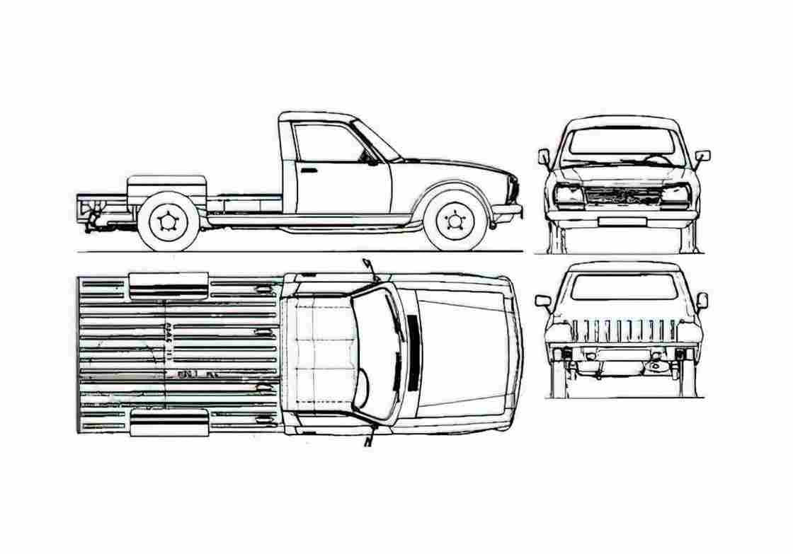 Blueprint Peugeot 504 Chassis Pick up 1985 A4 Photo Print
