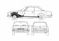 Blueprint Peugeot 504 Coupe 1970 A4 Photo Print