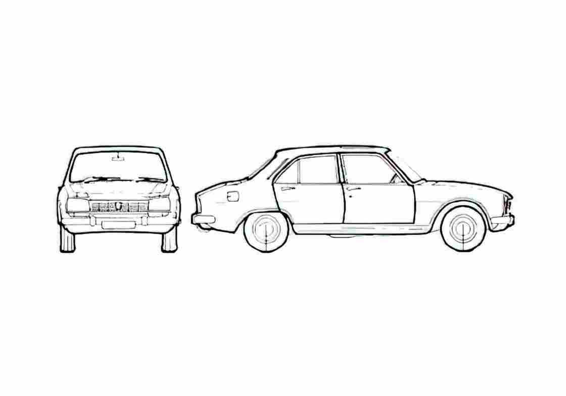 Blueprint Peugeot 504 Diesel Sedan 1977 A4 Photo Print