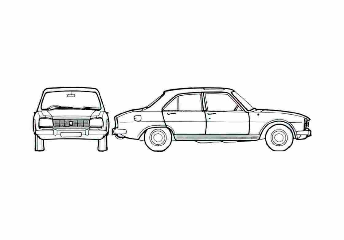 Blueprint Peugeot 504 GL Sedan 1977 A4 Photo Print
