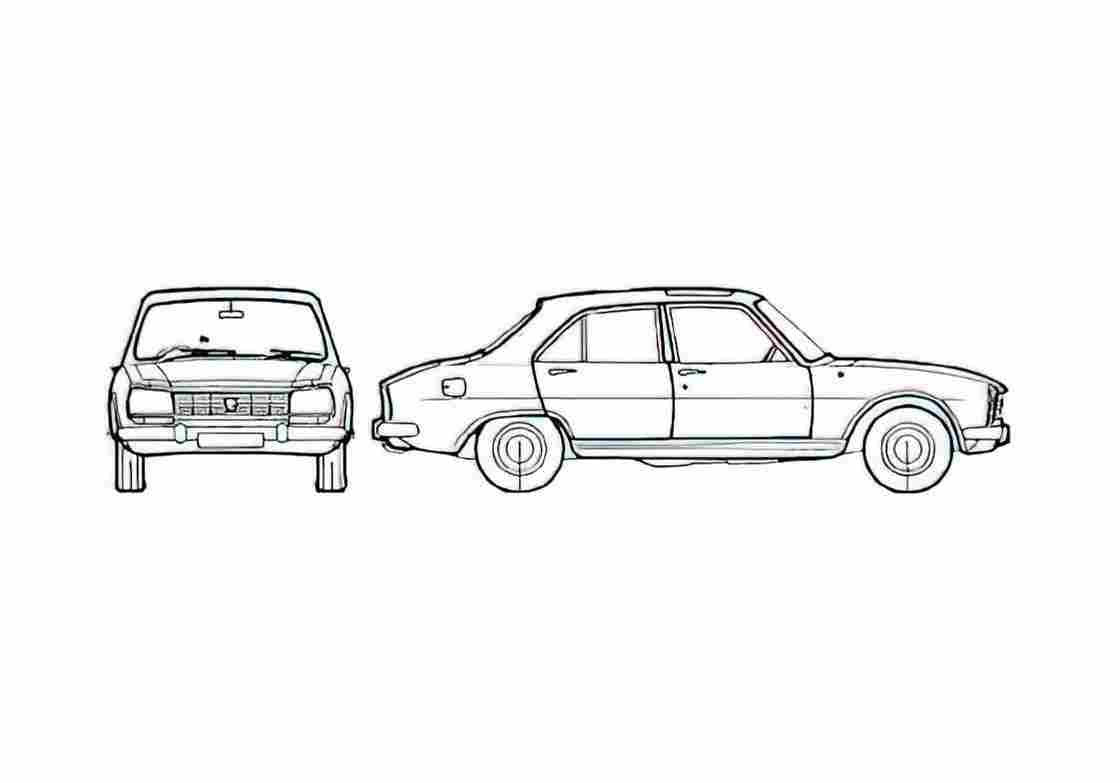 Blueprint Peugeot 504 Injection Sedan 1977 A4 Photo Print