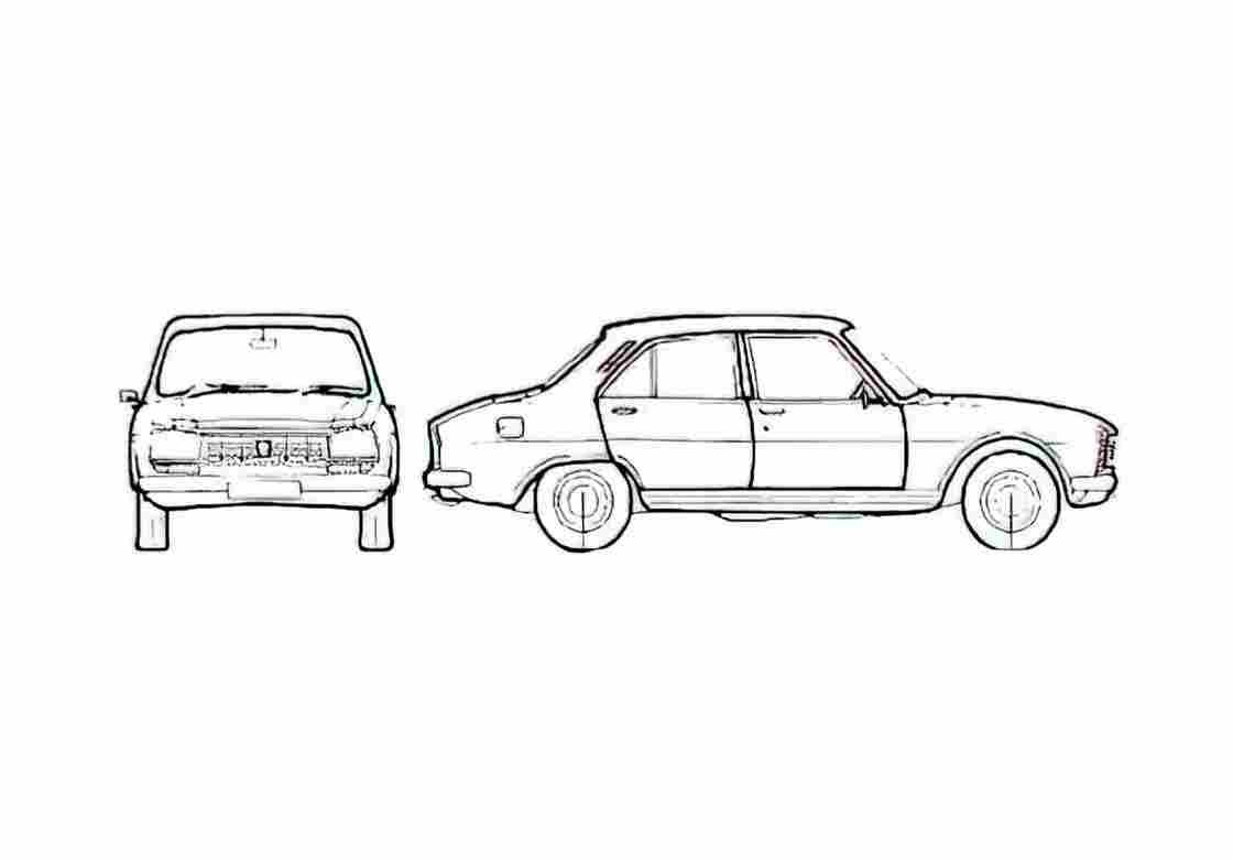 Blueprint Peugeot 504 L Sedan 1977 A4 Photo Print