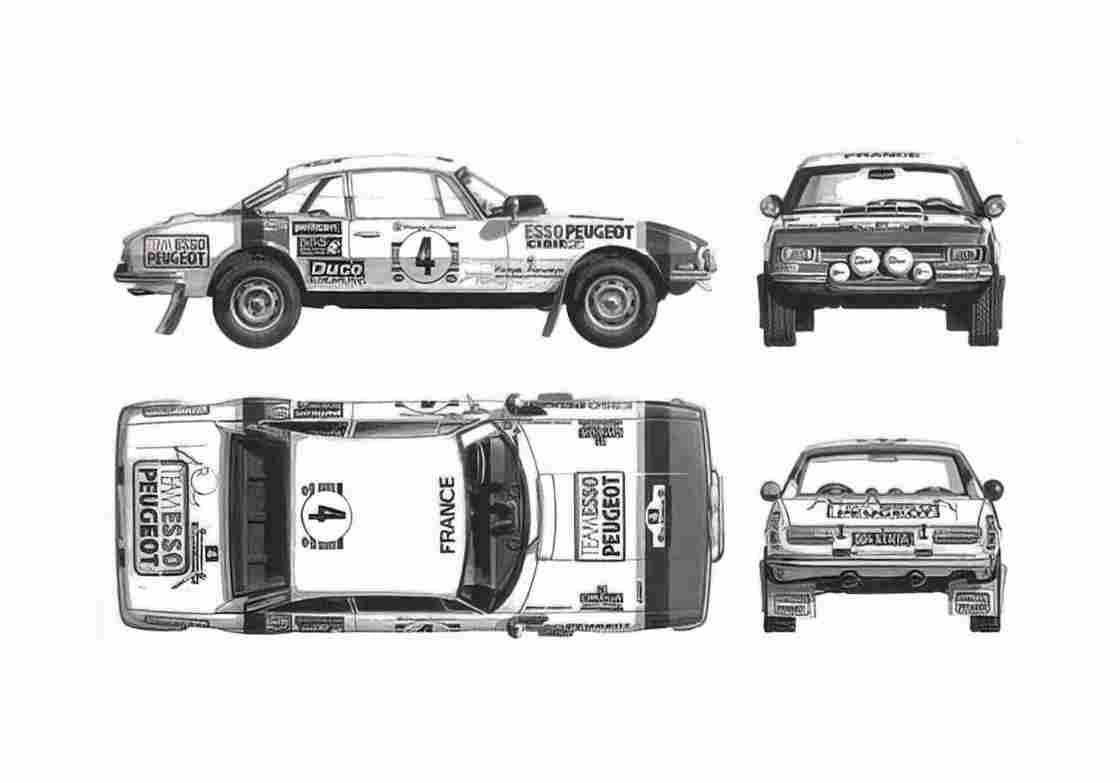 Blueprint Peugeot 504 Rallye Coupe 1977 A4 Photo Print