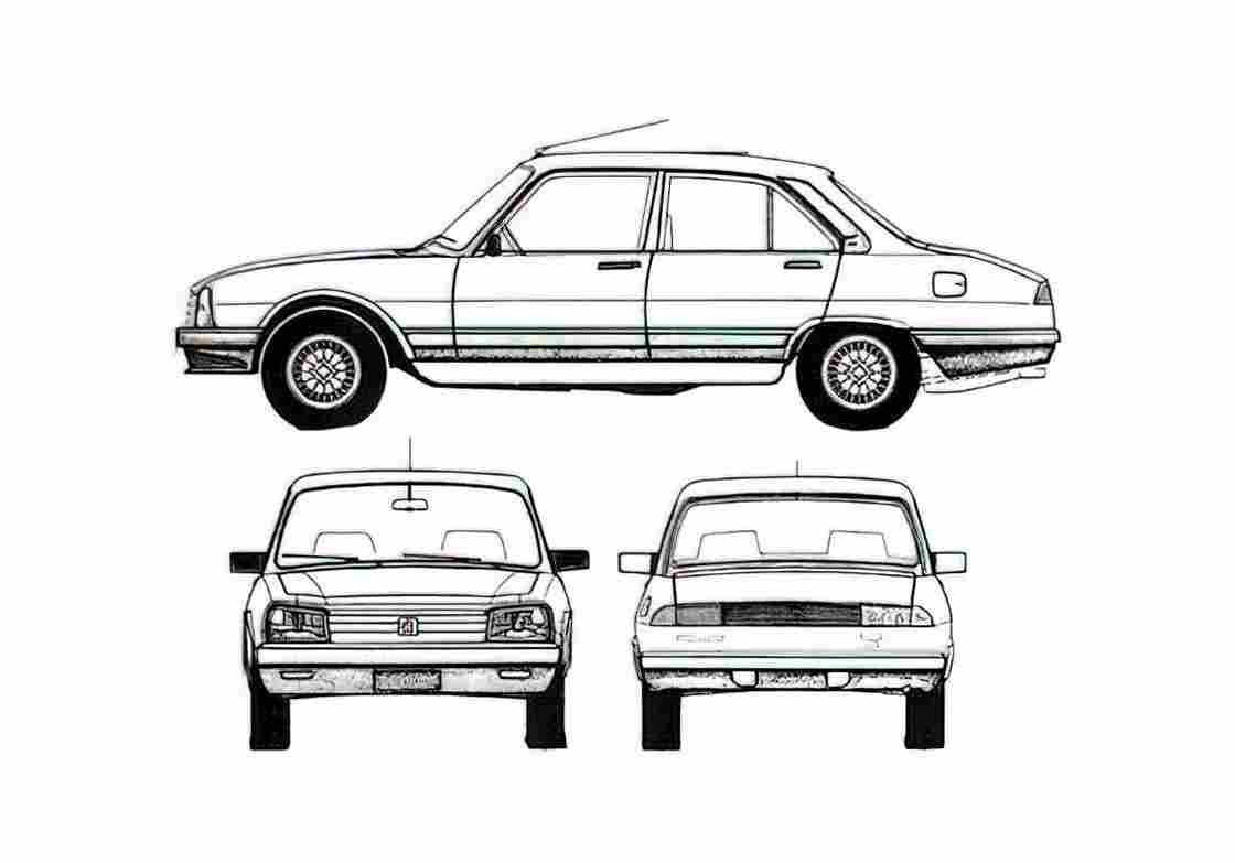 Blueprint Peugeot 504 SRX Sedan 1998 A4 Photo Print