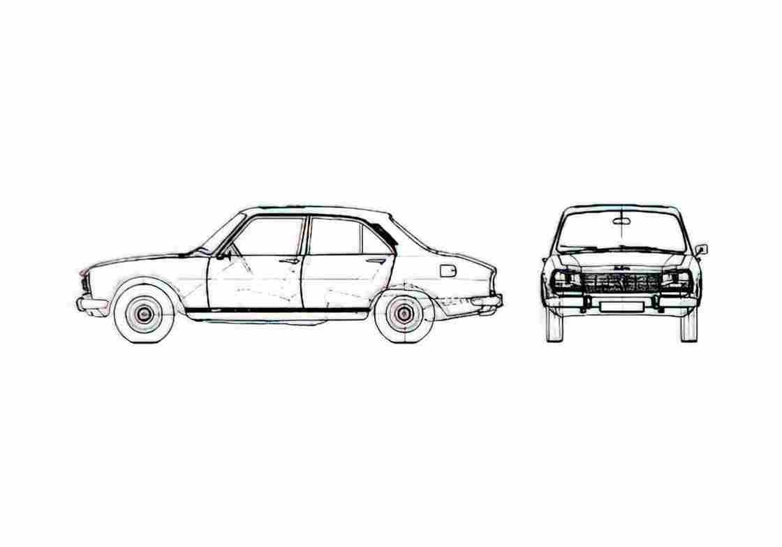Blueprint Peugeot 504 SX Sedan 1988 A4 Photo Print