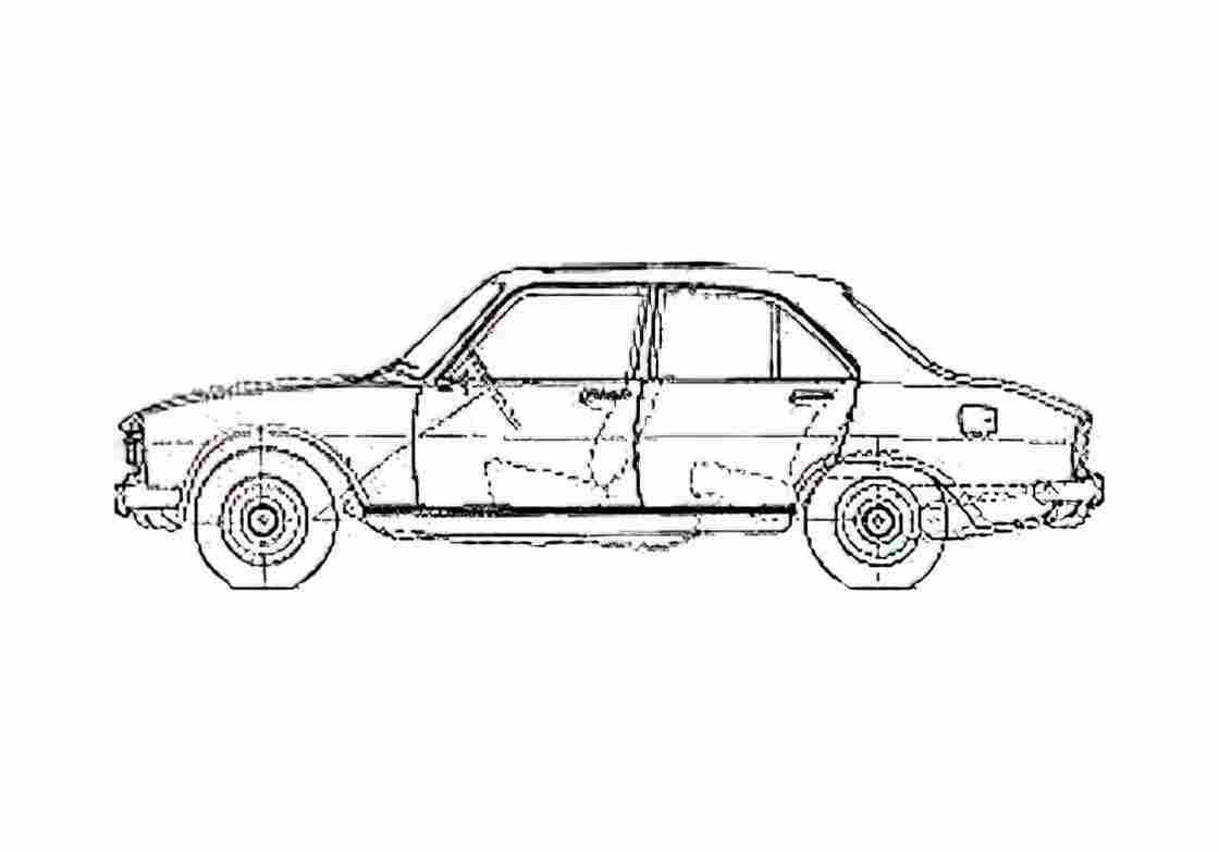 Blueprint Peugeot 504 Sedan 1977 A4 Photo Print