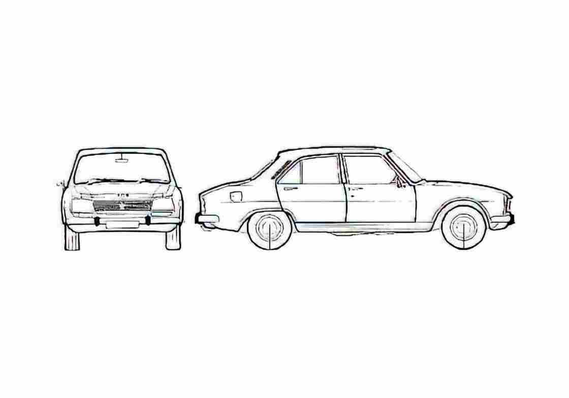 Blueprint Peugeot 504 Ti Sedan 1988 A4 Photo Print
